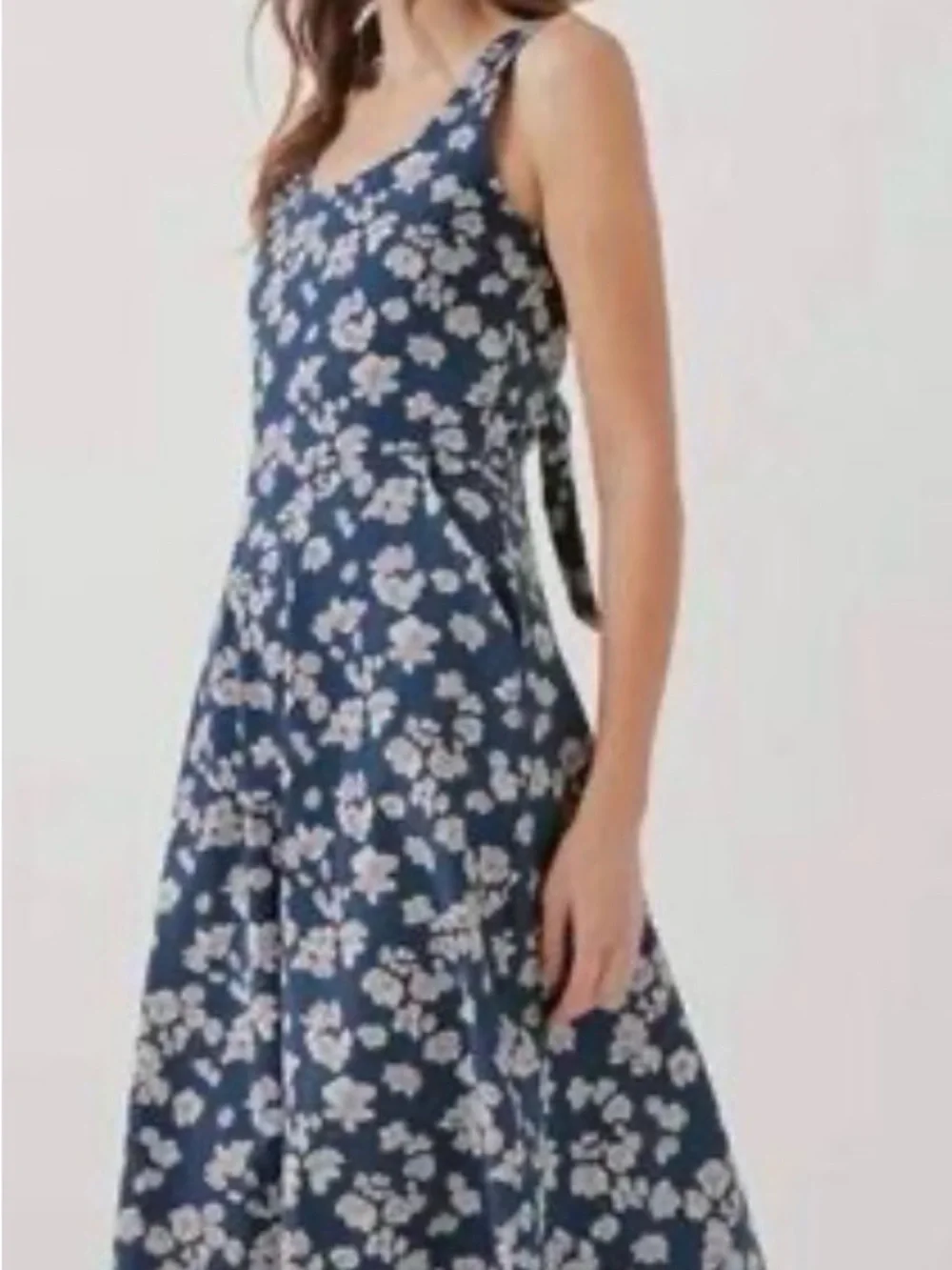 Pact Navy Blue Floral Tie-back Dress with White Blossoms - Picture 1 of 6